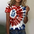 thumbnail image 2 of Levmjia Women's 4th of July T-Shirt Patriotic Tie Dye American Flag Star Print Short Sleeve Crew Neck Summer Top for Independence Day Holiday Party Daily, 2 of 5