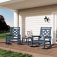 thumbnail image 4 of Bingirl Navy Blue Outdoor Rocking Chair - HDPE Plastic Patio Rocker Chair for Porch, Deck, Lawn and Garden (Grid Back Panel), 4 of 7