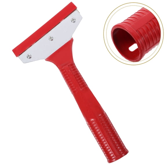 ADDHAT 12 Inch Red Handheld Wall Scraper for Cleaning Tile, Glass, Concrete with Plastic and Iron Handle