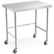 thumbnail image 1 of QinaQin Mesa comercial de acero inoxidable, ideal para preparación de alimentos o como banco de trabajo, con base abierta y opción de movilidad para garaje o bodega, 1 of 9