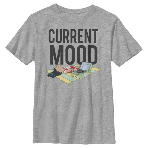 Boy's Lilo & Stitch Current Mood, Relaxing With Music Graphic Tee Athletic Heather Small
