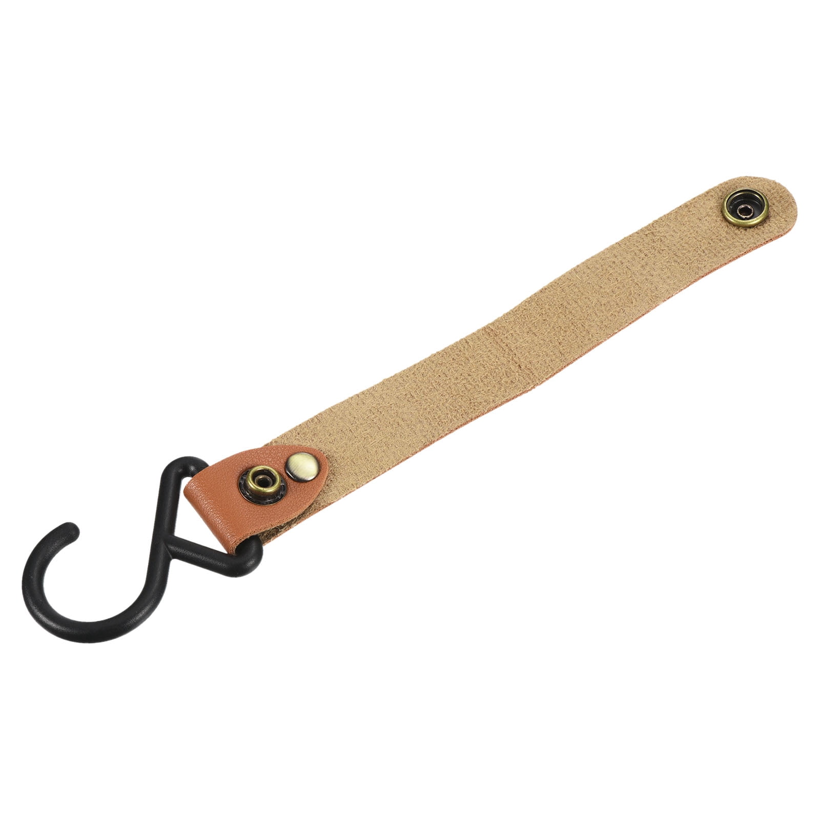 Unique Bargains PU Leather S Shelf Hooks Camping Hook Hanger Plastic Outdoor Brown