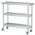 thumbnail image 1 of Chariot Utilitaire en Acier Inoxydable pour Meubles de Patio - 14x36x34 Po à 3 Niveaux avec Roues Verrouillables - Table de Préparation Robuste - Résistant à la Rouille pour Cuisine, Restaurant (1 Pce), 1 of 6