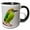 Black/White, variant on 3drose, Costa Rica, Cordillera De Talamanca. Emerald Toucanet Bird Close-up., 11oz Two-tone Green Mug