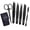 Black-6pcs, variant on MORGLES 6Pcs Stainless Steel Tweezers Set for Eyebrow Shaping & Ingrown Hair - Curved Scissors, Brow Brush & Leather Case, Mixed Color