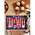 thumbnail image 2 of Stars Stripes Placemats Set of 6, Washable Woven Burlap Cloth Fabric Placemat for Square/Rectangle/Round/Oval Dining Table, Easy Clean Place Mats for Toddlers, Kids Red Blue Independence Memorial Day, 2 of 6