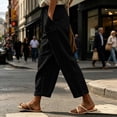 thumbnail image 2 of Levmjia Women's Casual Pants High Waisted with Pockets Drawstring Waist Scallop Hem Loose Fit Wide Leg Lounge Pants Solid Color for Summer Daily, 2 of 6