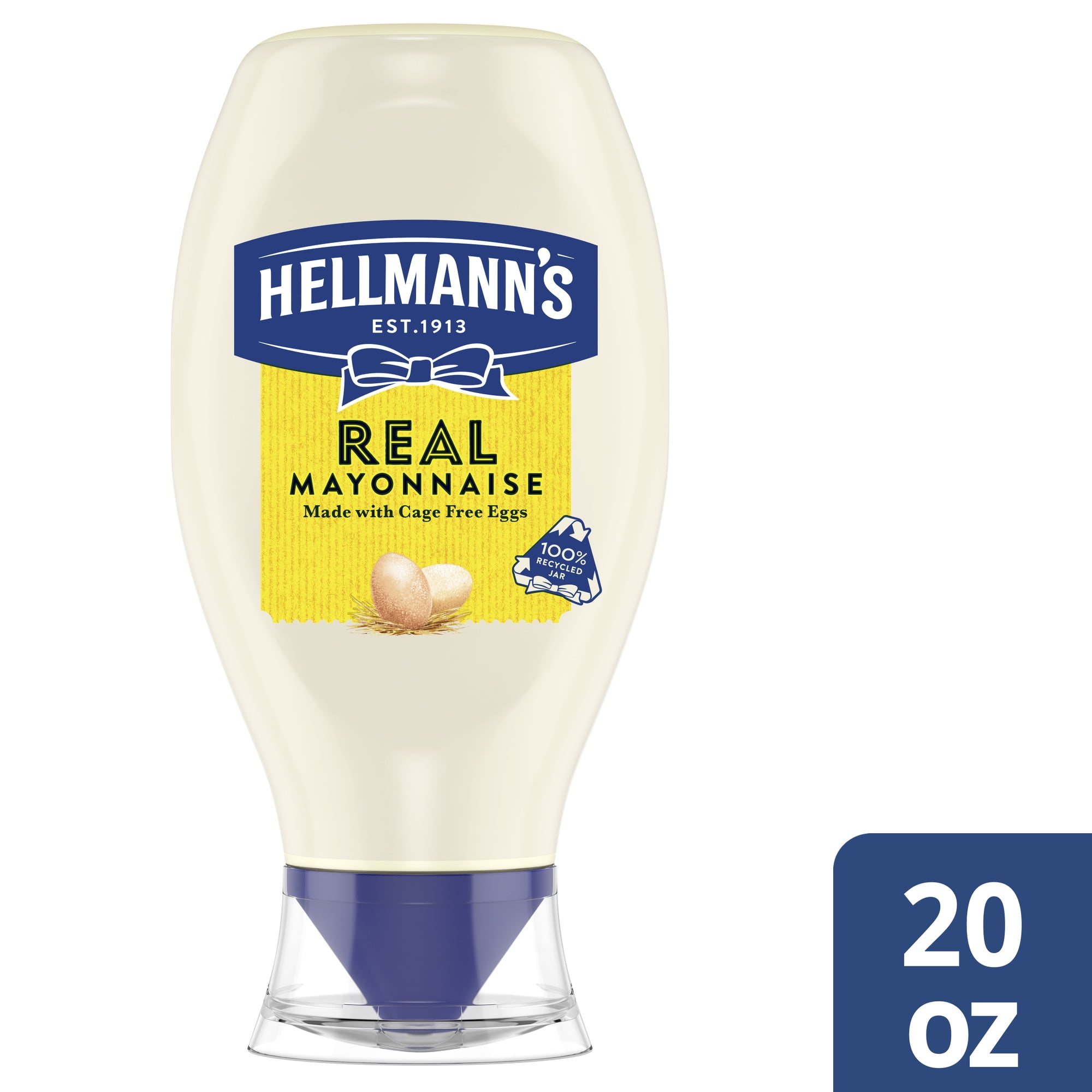 Hellmann's Real Mayonnaise For a Rich Creamy Condiment Real Mayo Squeeze Bottle Gluten Free, Made With 100% Cage-Free Eggs 20 oz