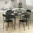 thumbnail image 4 of Costway 5PCS Dining Table Set for 4 Rectangular Kitchen Table & 4 Chairs with Metal Frame Cement Black, 4 of 10