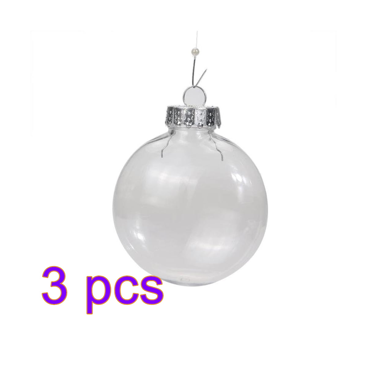 3pcs Transparent Plastic Fillable Ball Hanging Baubles Candy Box Xmas Decor 