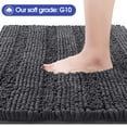 thumbnail image 3 of HAKUNA Striped Grey Bathroom Rug Set 3 Pieces Gray Ultra Soft, Non Slip Chenille Toilet Mat, Absorbent Plush Shaggy Bath Mats for Bathroom, Bedroom, Kitchen, Charcoal, 3 of 7