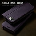 thumbnail image 2 of Designed for iPhone 16e Wallet Case, Classic PU Leather Flip Cover with Kickstand, RFID Blocking Card Slots, Magnetic Clasp, Full Body Protective Shockproof Phone Case, Purple, 2 of 12