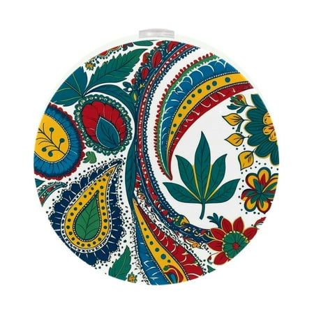 

Night Light Night Lights Plug into Wall Dusk to Dawn Sensor White Led Night Light 2 Pack Nightlight for Bedroom Bathroom Hallway Kitchen Paisley Ethnic Limaco Flower Art