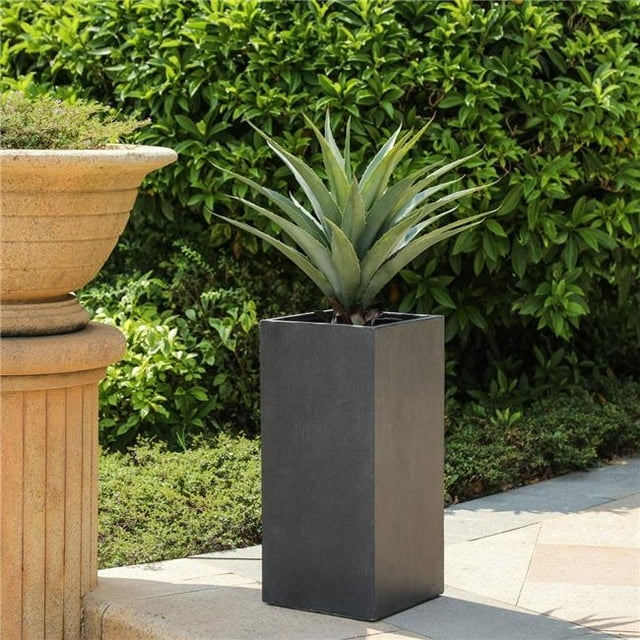 Luxen Home Smooth Gray Finish Tall MgO Planter Large