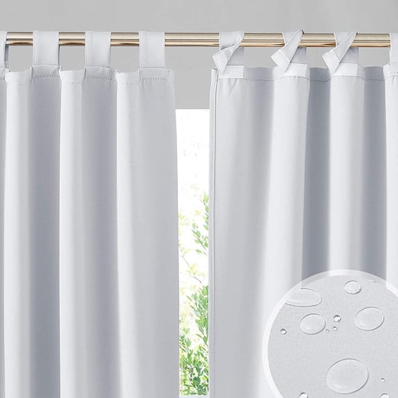 DONGPAI Patio Curtains Outdoor Extra Wide, Detachable Top Waterproof Outdoor Blackout Curtains Drapes for Porch Pergola Gezebo, 1 Panel, 100''x 96'', Grayish White