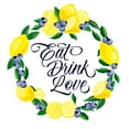 thumbnail image 4 of Gango Home Decor Lovely White, Green & Blue Lemon Berry "Bless This Kitchen" & "Eat Drink Love" Sign Set; Two 12x12in Art Prints in Black Frames, 4 of 6