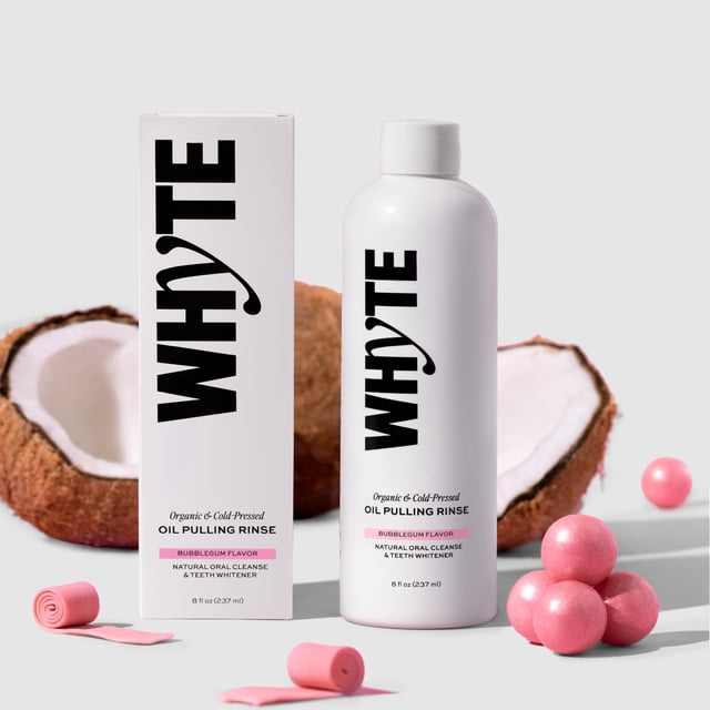 Enjuague bucal WHYTE con aceite de coco orgánico prensado en frío 237 ml