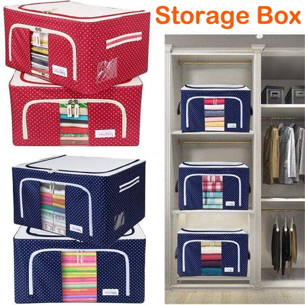 Details about   Clothes Storage Box w/ Oxford Fabric Steel Frame Bed Sheets Blanket Organizer 