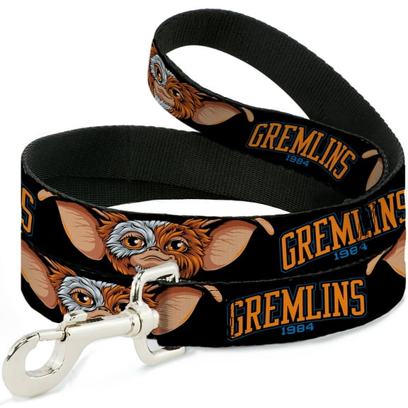 Warner Bros. Horror Movies Pet Leash, Dog Leash, Gremlins 1984 Gizmo Face Close Up Black, 4 Feet Long 1.0 Inch Wide