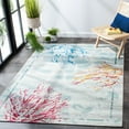 thumbnail image 3 of SAFAVIEH Barbados Coral Outdoor Area Rug, Teal/White, 8' x 8' Square, 3 of 8