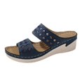 thumbnail image 1 of Bmisegm Women's Summer Slope Heel Solid Color Open Toe Embroidery Thick Bottom Slippers Sandals Sandals Women Summer Blue 6.5, 1 of 5