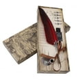 thumbnail image 1 of Juego de tinta para escribir con pluma de ave de caligrafía inglesa, caja de regalo de papelería con 5 puntas, 1 of 15