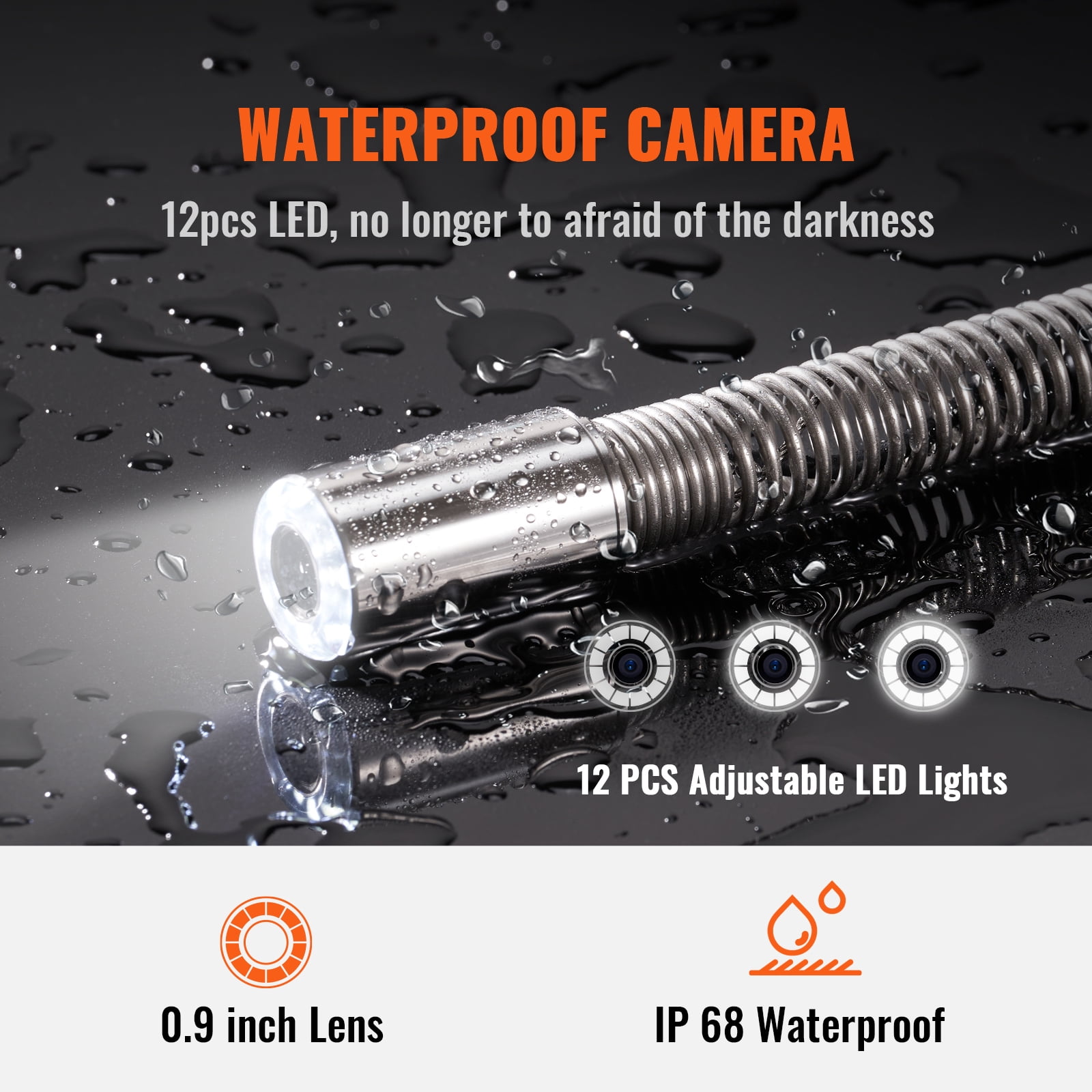 BENTISM Sewer Camera, 165 ft/50 m, 9" Screen Pipeline Inspection Camera with DVR Function, Waterproof IP68 Camera w/12 Adjustable LEDs, w/a 16 GB SD Card for Sewer Line, Home, Duct Drain Pipe Plumbing