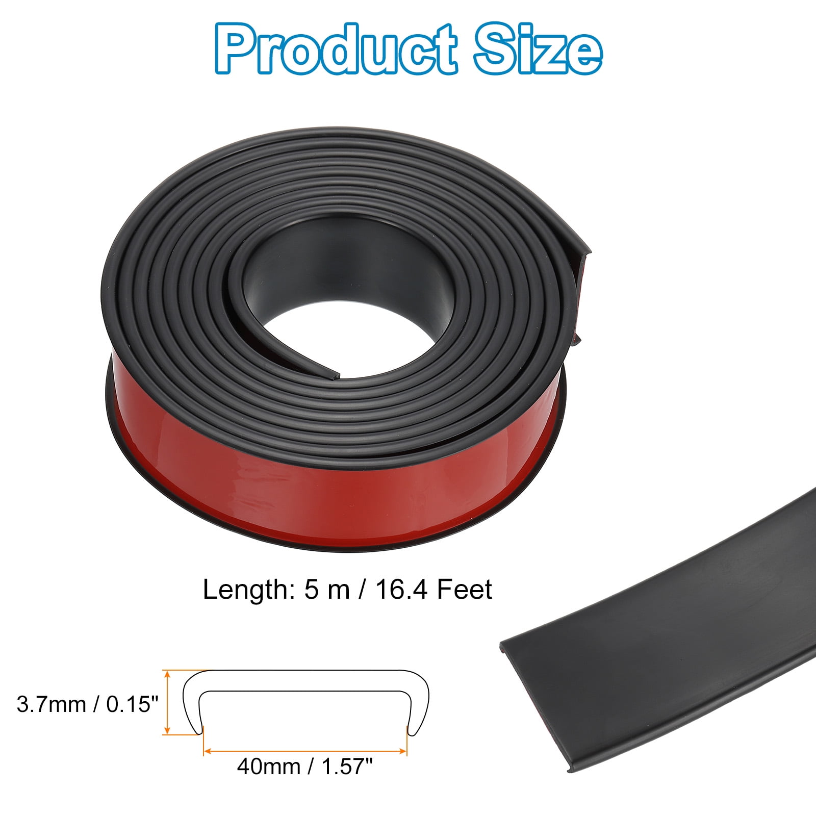 Uxcell TPE U-Shape Edge Banding, 1-9/16 Inch x 16.4ft Self Adhesive Flexible Veneer Edging Trim Edge Protector, Black