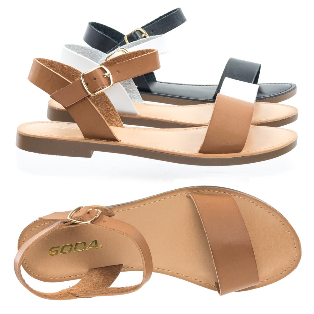 Dotty1 by Bonnibel, Open Toe Flat Sandal w Adjustable Ankle Strap (Women) - Walmart.com