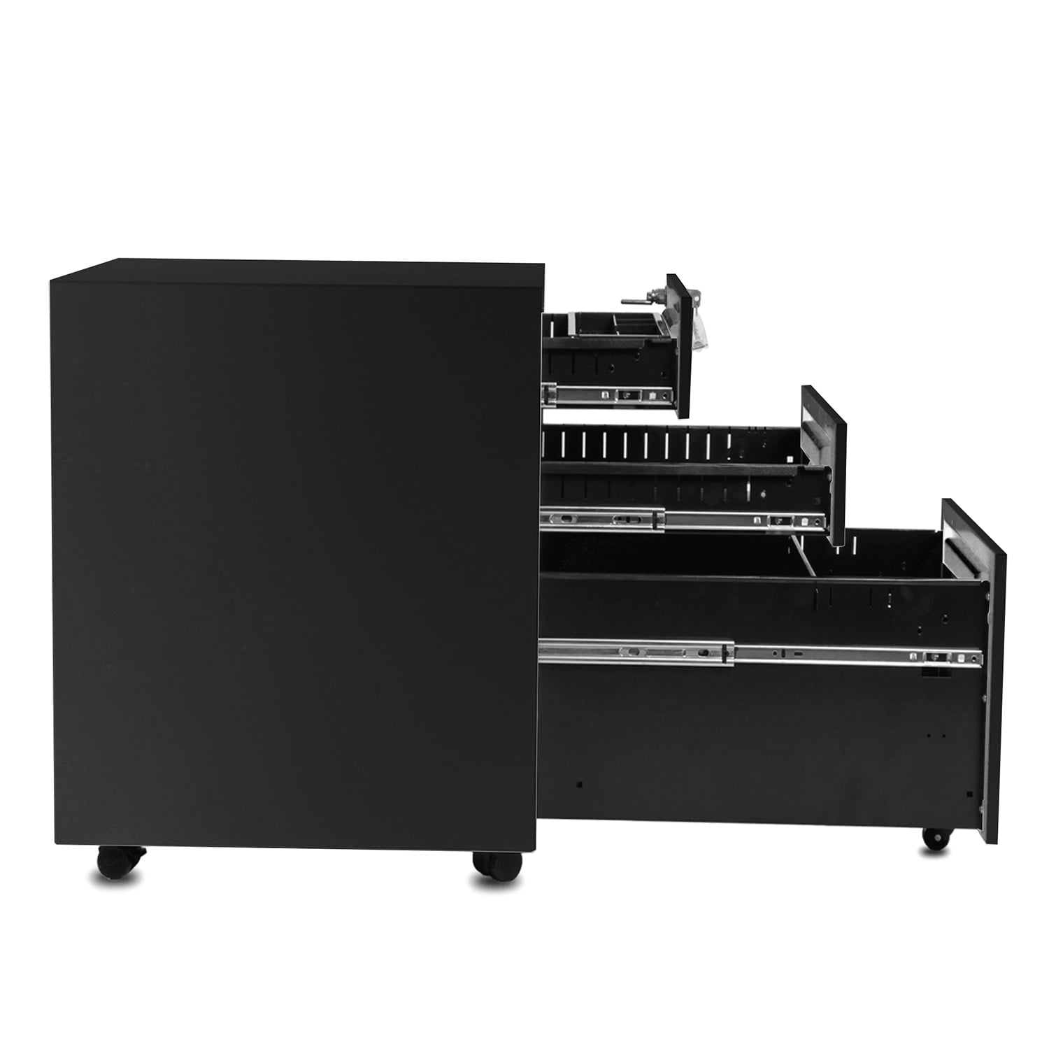 Topcobe Locking File 3 Drawers Rolling Metal Filing