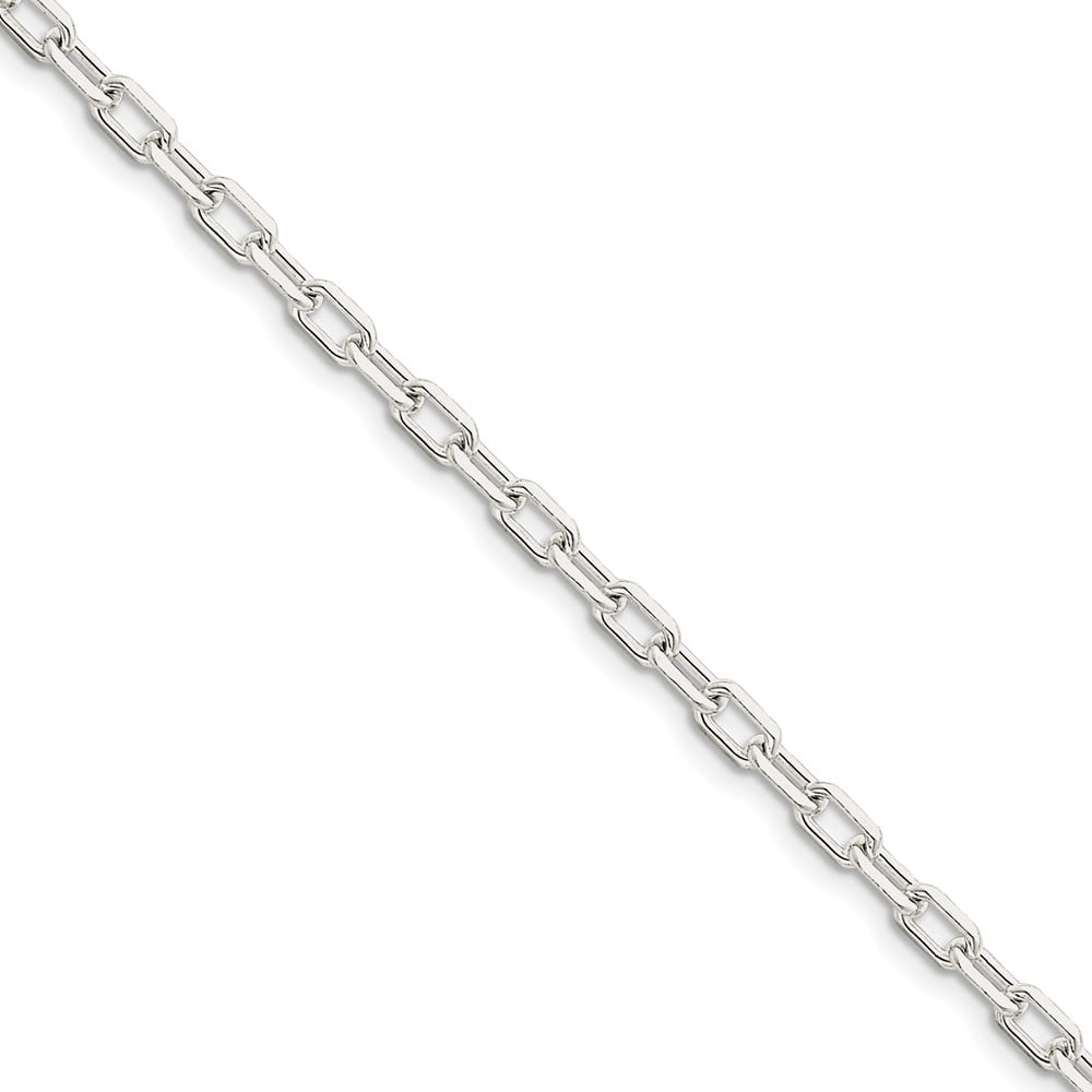 Solid 925 Sterling Silver Diamond-Cut Open Link Cable Bracelet