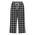 thumbnail image 5 of Zysthvn Summer Casual Capri Pants for Women Cropped Straight Leg Plaid Womens Pants Button Loose with Pockets Drawstring, 5 of 5