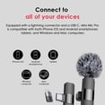 thumbnail image 4 of Micrófono inalámbrico Mini Mic Pro para iPhone, iPad, Android, micrófono Lavalier para grabación de vídeo, paquete de 2 micrófonos para iPhone, grabación nítida con USB-C para micrófono Podcast, ASMR,, 4 of 5