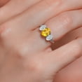 thumbnail image 4 of Gem Stone King 10K White Gold Yellow Citrine, White Lab Grown Diamond Engagement Ring for Women | 2.14 Cttw | Oval 8X6MM | Gemstone November Birthstone | Size 9, 4 of 5