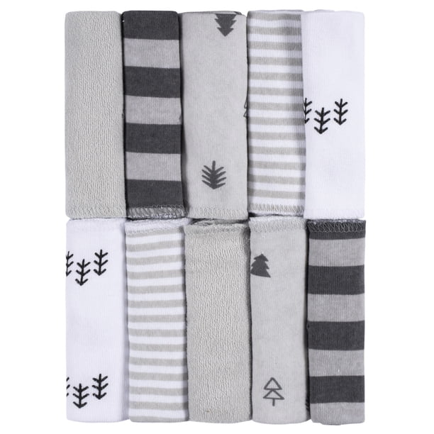Gerber Pack 10 Toallitas Felpa para Bebé 80% Algodón OEKO-TEX Gris y Blanco