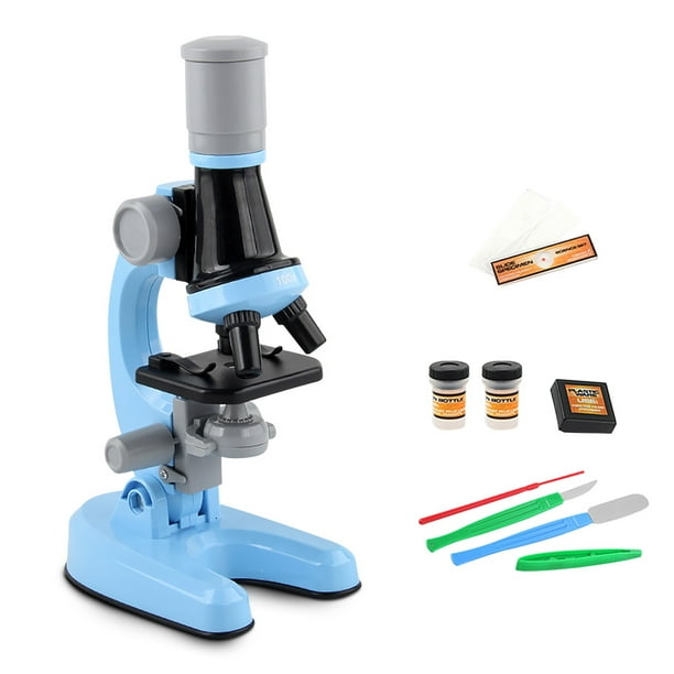 Microscopio para niños, juguetes, muestras, laboratorio científico, 100x 400x 1200x, instrumento de juego de alta resolución, regalo de cumpleaños educativo, azul Inevent FN000743-03B