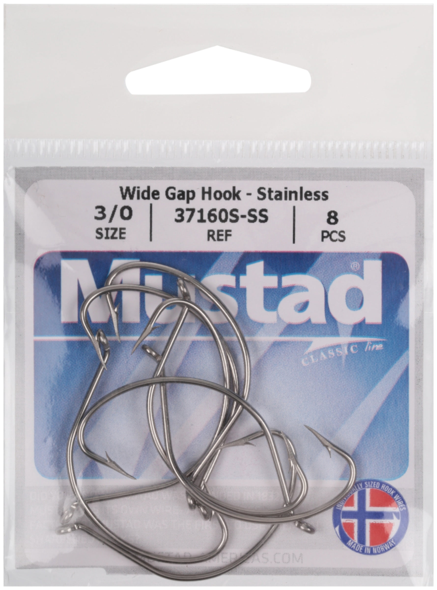 (2 pack) Mustad Wide Gap Croaker Hook - 3/0 (Stainless Steel)