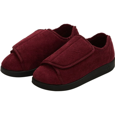 

Women’s Double-Extra Wide Easy Closure Slipper for Seniors 8 Wine