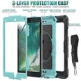 thumbnail image 4 of Case for iPad 6th / 5th Gen (2018 2017) / iPad Air 2 / iPad Pro 9.7 inch with Screen Protector, 360 Degree Rotating Kickstand Hand Strap Shockproof Cover with Shoulder Strap, Sky Blue PC, 4 of 7