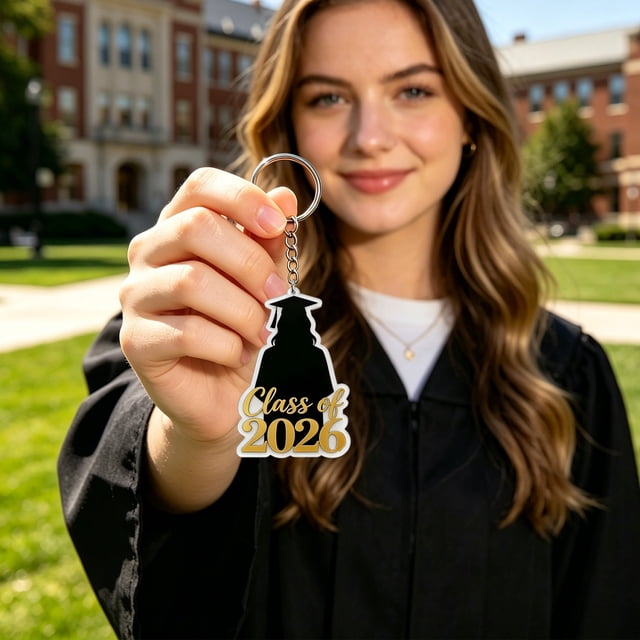 HCBY Graduation Keychain 2026, Acrylic Class of 2026 Keychain, Durable Metal Ring, Memorial Accessory for Graduation Keepsake Gift