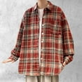 thumbnail image 5 of RongHuan Mens Big and Tall Flannel Plaid Shirts Vintage Button Down Lapel Jacket Regular Fit Thick Shirt Long Sleeve Tops with Pocket, 5 of 7
