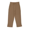thumbnail image 6 of QIUOMBBP Summer Loose Fit Pants for Girl Casual Wide Leg Pants with Side Slit Loungh Long Bloomers for Holiday Beige 13 Years, 6 of 8