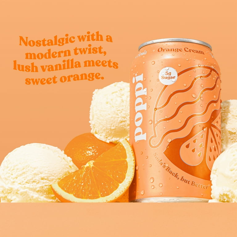 その他 POPPO poppi Orange Cream Prebiotic Soda, 12 oz Can, Low Sugar, ACV