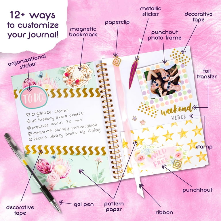  EDUMAN Journal Kits for Girls - Arts and Crafts Gifts for Kids  Ages 6+, Kids Scrapbook Kits & Diary Supplies Sets