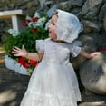 thumbnail image 2 of Baby Girls Baptism Dress Christening Gown with Bonnet Cross Design 6M, 2 of 4