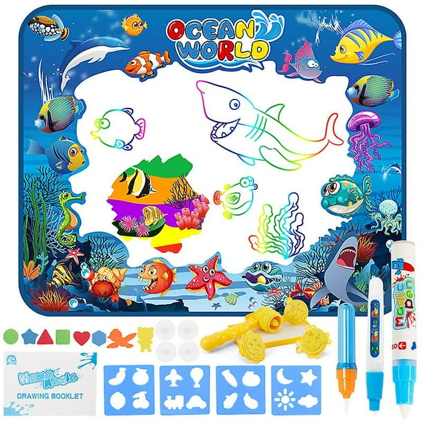 Water Doodle Mat, Kids Large Aqua Coloring Mat, Mess Free Drawing Mat con colores de neón, juguete educativo para niños de 2 3 4 5 años, niños pequeños, niños, niñas kaili Sencillez