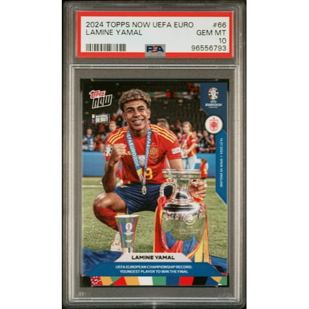 Graded 2024 Topps Now UEFA Euro Lamine Yamal #66 Rookie RC Soccer Card PSA 10 Gem Mint
