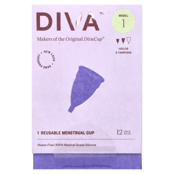 DivaCup Model 1- BPA-Free Reusable Menstrual Cup - Leak-Free Feminine Hygiene - Tampon and Pad Alternative - Up To 12 Hours Of Protection