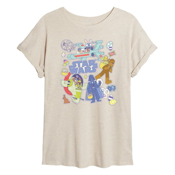 Star Wars - Easter Sticker - Women's Oversized Graphic T-Shirt