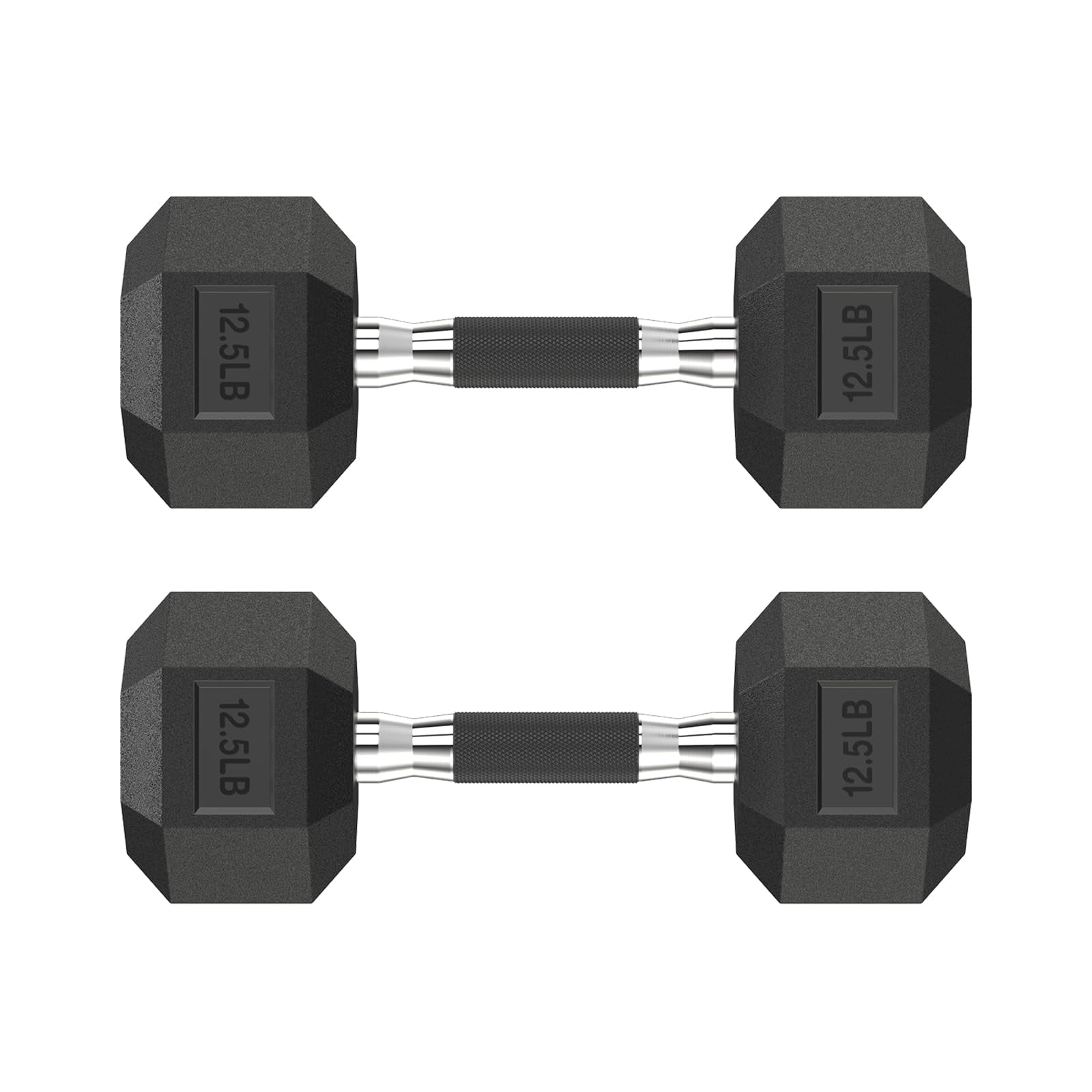 HANDBODE Hex Rubber Dumbbells, Non-Slip Handle Design for Secure & Comfortable Grip, Hand Weights for Strength Training and Home Gym / Pair of 12.5 LB